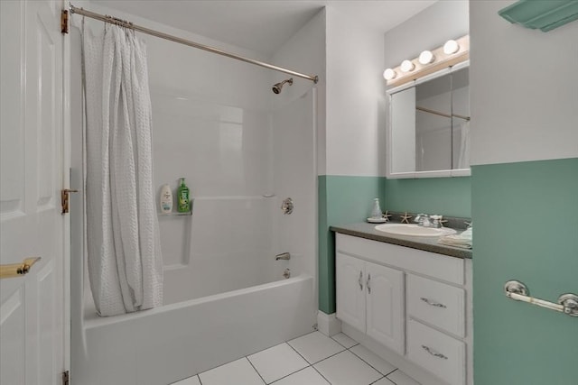 290 Mendell Rd, Rochester, MA 02770 - bathroom featuring shower / tub combo with curtain, tile patterned floors, and vanity