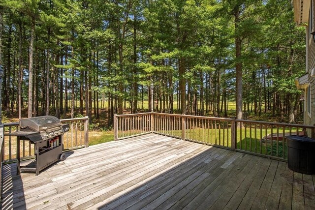 290 Mendell Rd, Rochester, MA 02770 - wooden deck with grilling area and view of wooded area