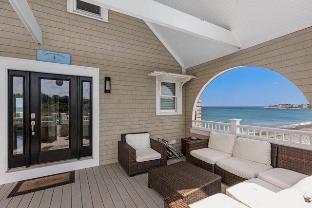 14 Stanton Ln, Scituate, MA 02066 - wooden terrace featuring an outdoor hangout area and view of water and beach