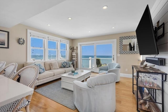 14 Stanton Ln, Scituate, MA 02066 - living room featuring light wood-type flooring and recessed lighting
