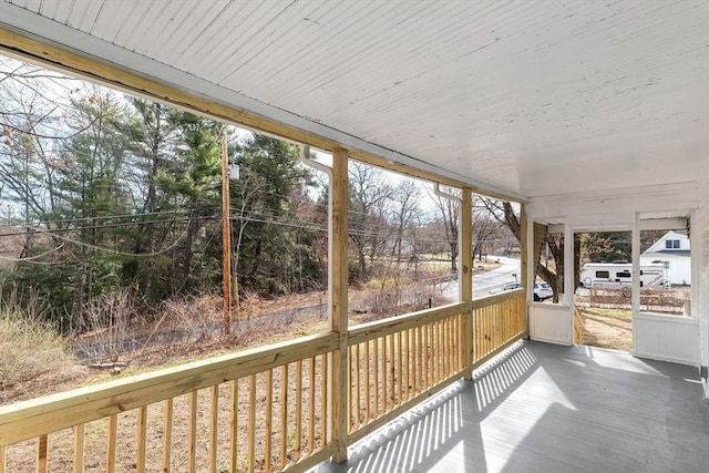view of unfurnished sunroom