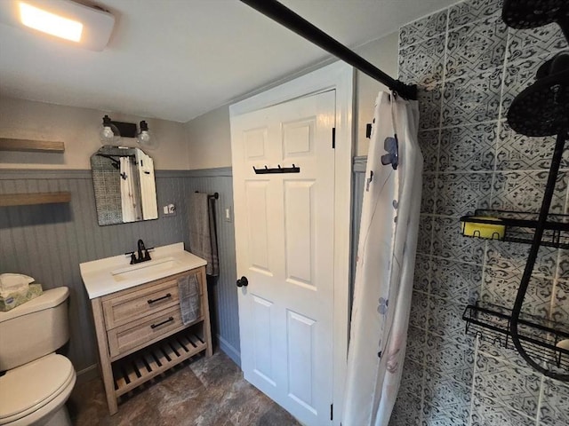 3 S Ter, Auburn, MA 01501 - bathroom featuring vanity, tiled shower, and wainscoting