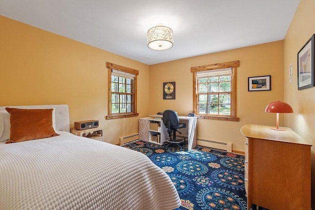 6 N St, Acton, MA 01720 - carpeted bedroom featuring a baseboard radiator, multiple windows, and baseboards
