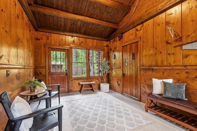 6 N St, Acton, MA 01720 - sitting room featuring wooden walls and wooden ceiling