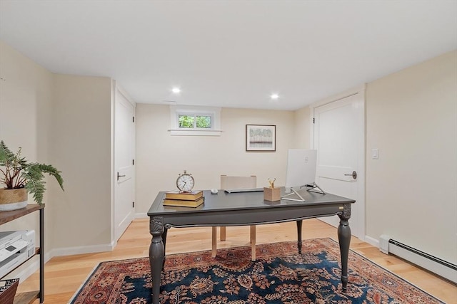 6 N St, Acton, MA 01720 - office featuring baseboard heating, light wood-style flooring, baseboards, and recessed lighting
