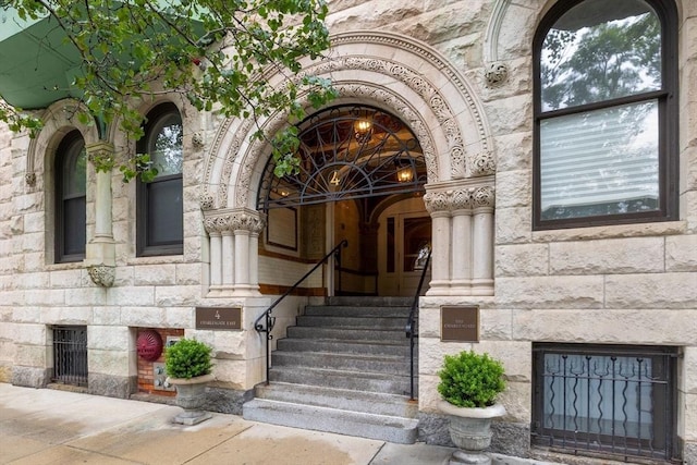 4 Charlesgate E Unit 106, Boston, MA 02215 - doorway to property featuring stone siding