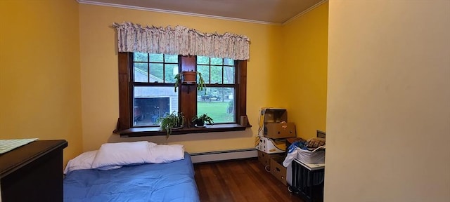 293 Cocasset St, Foxboro, MA 02035 - bedroom with baseboard heating, crown molding, and wood finished floors