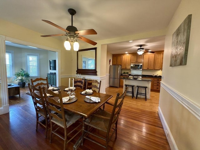 36-1/2 Pearl St Unit 36H, Milford, MA 01757 - dining area with ceiling fan and wood-type flooring