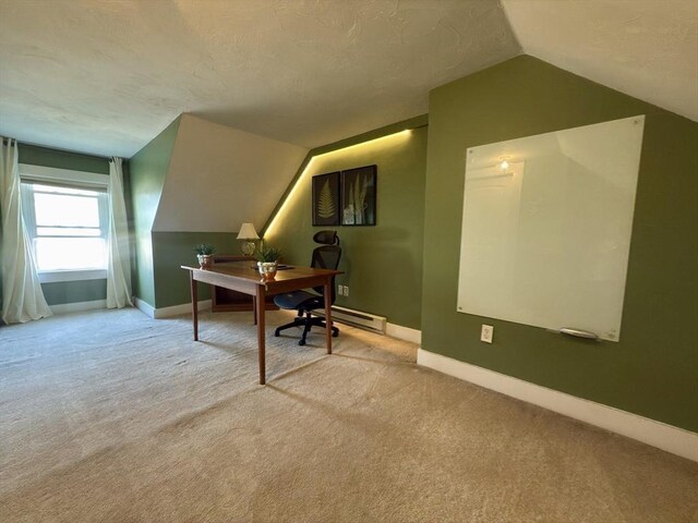 36-1/2 Pearl St Unit 36H, Milford, MA 01757 - office space featuring vaulted ceiling, carpet floors, and a textured ceiling