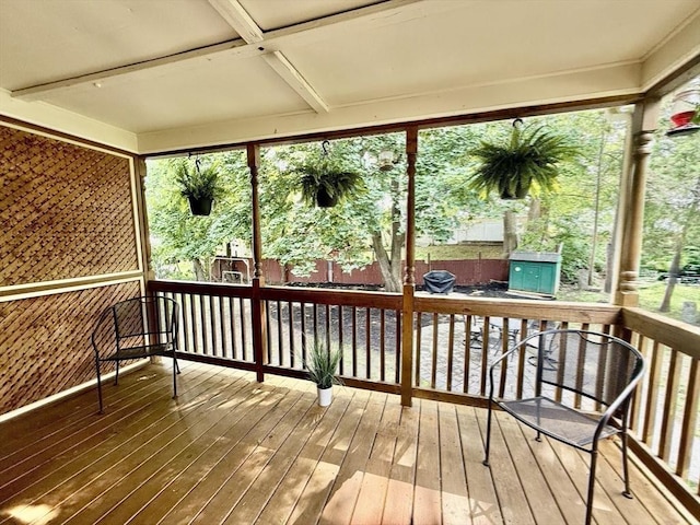 36-1/2 Pearl St Unit 36H, Milford, MA 01757 - sunroom featuring beamed ceiling