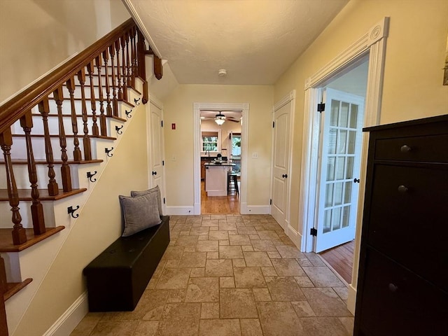 36-1/2 Pearl St Unit 36H, Milford, MA 01757 - hall featuring stone tile flooring and stairs