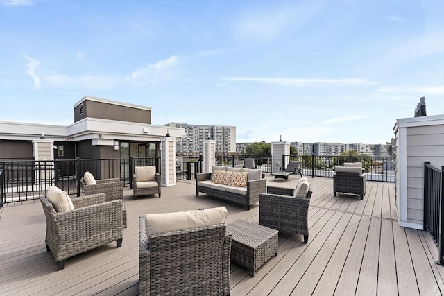 wooden deck with outdoor lounge area