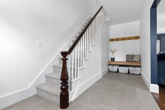 stairs with baseboards