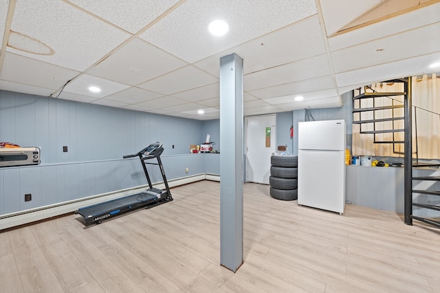 18 Gordon St, Worcester, MA 01604 - workout room featuring wood finished floors, recessed lighting, and a paneled ceiling