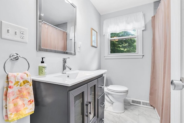 2 Walker St, Norton, MA 02766 - bathroom with marble look tiles, vanity, toilet, baseboards, and a shower with curtain