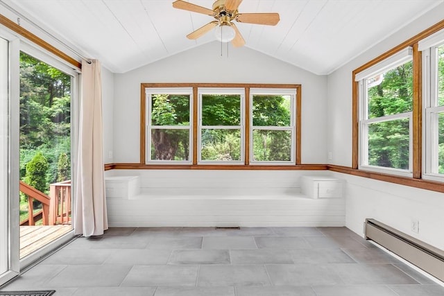 2 Walker St, Norton, MA 02766 - unfurnished sunroom featuring a baseboard heating unit, plenty of natural light, and vaulted ceiling