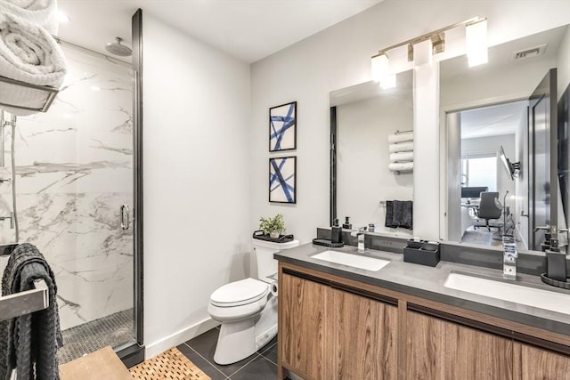 531-533 E 2nd St Unit 202, Boston, MA 02127 - full bathroom featuring a marble finish shower, double vanity, and toilet