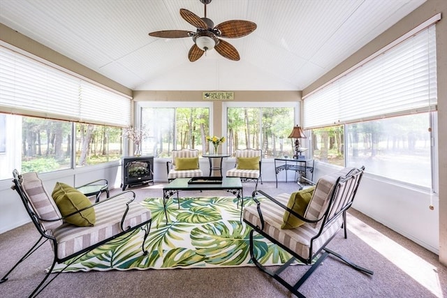19 Longwood Rd Unit 243, Mashpee, MA 02649 - sunroom / solarium featuring ceiling fan and vaulted ceiling