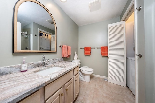 19 Longwood Rd Unit 243, Mashpee, MA 02649 - full bathroom featuring a closet, vanity, toilet, baseboards, and tile patterned floors