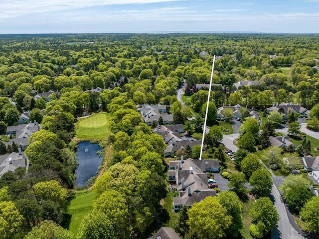 19 Longwood Rd Unit 243, Mashpee, MA 02649 - aerial perspective of suburban area with a large body of water, a heavily wooded area, and property parcel outlined