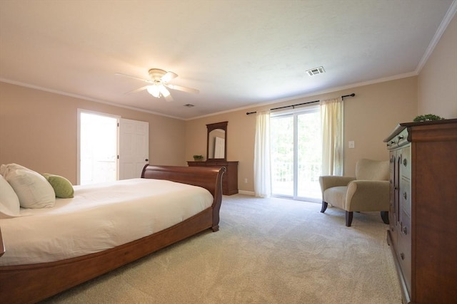 13 Valleywood Rd, Hopkinton, MA 01748 - bedroom with access to outside, crown molding, light colored carpet, a ceiling fan, and baseboards