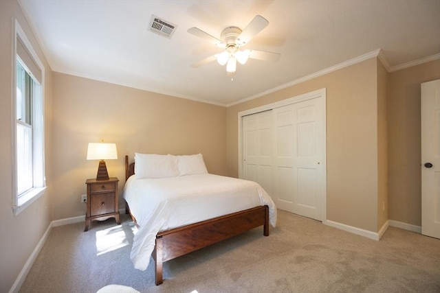 13 Valleywood Rd, Hopkinton, MA 01748 - bedroom with carpet floors, baseboards, a closet, crown molding, and ceiling fan