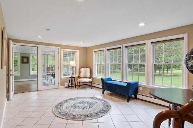9 New Meadow Rd, Lynnfield, MA 01940 - sitting room with light tile patterned flooring, recessed lighting, and a baseboard heating unit