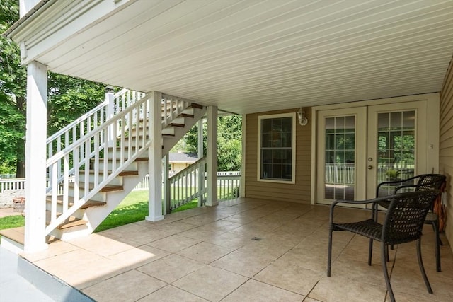 9 New Meadow Rd, Lynnfield, MA 01940 - view of patio / terrace featuring french doors and stairway