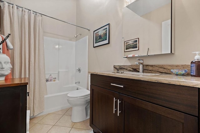 1488 Washington St Unit 1488, Newton, MA 02465 - full bathroom with vanity, shower / tub combo, tile patterned flooring, and toilet