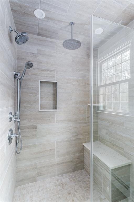 bathroom featuring a stall shower