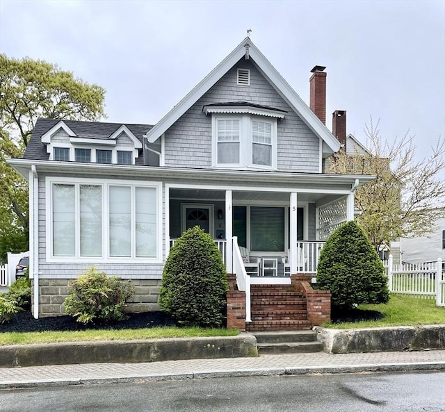 5 S Blvd, Wareham, MA 02558 - view of front of property with a porch and a chimney