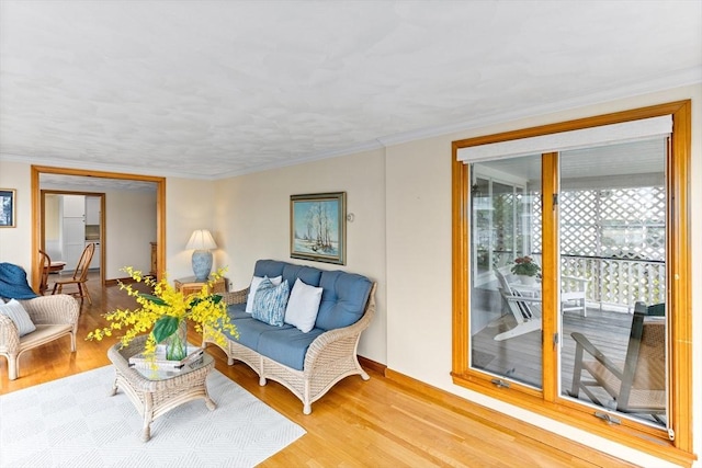 5 S Blvd, Wareham, MA 02558 - living area with light wood-style floors, baseboards, and crown molding