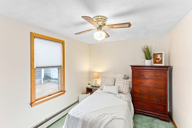 5 S Blvd, Wareham, MA 02558 - carpeted bedroom with a baseboard heating unit, a ceiling fan, and baseboards