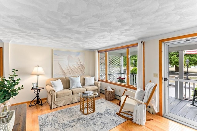 5 S Blvd, Wareham, MA 02558 - living room with wood finished floors, baseboards, and a baseboard radiator