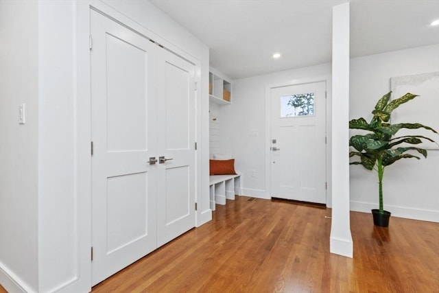 entrance foyer with light hardwood / wood-style flooring