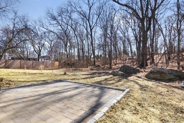 view of yard with a patio area and fence