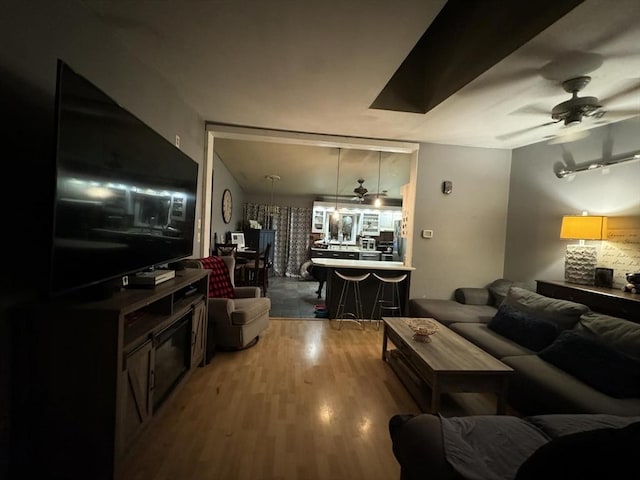 living room with hardwood / wood-style flooring