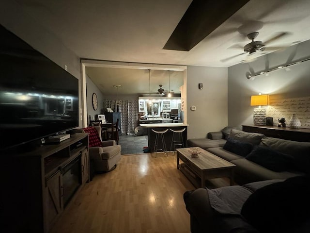 living room with hardwood / wood-style flooring