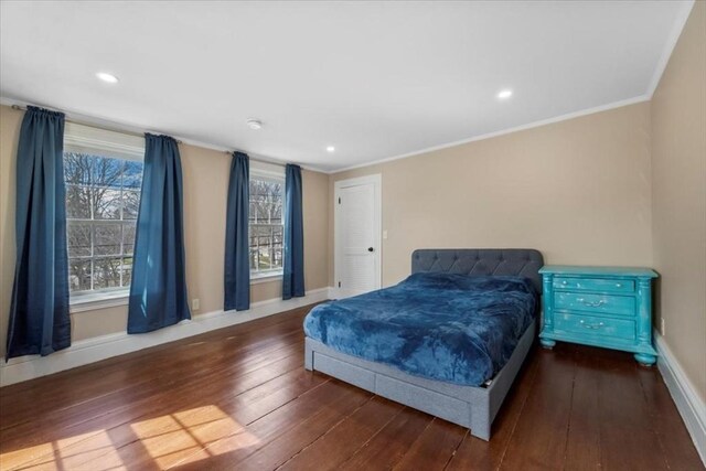 12 Salem St Unit 2, Haverhill, MA 01835 - bedroom featuring ornamental molding, hardwood / wood-style flooring, baseboards, and recessed lighting