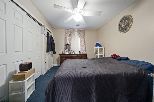 1 Chapin Cir, Randolph, MA 02368 - bedroom featuring dark carpet, a barn door, a ceiling fan, and baseboards