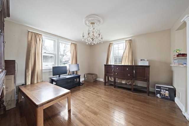 1 Chapin Cir, Randolph, MA 02368 - office space featuring healthy amount of natural light, a chandelier, light wood-style flooring, and baseboards