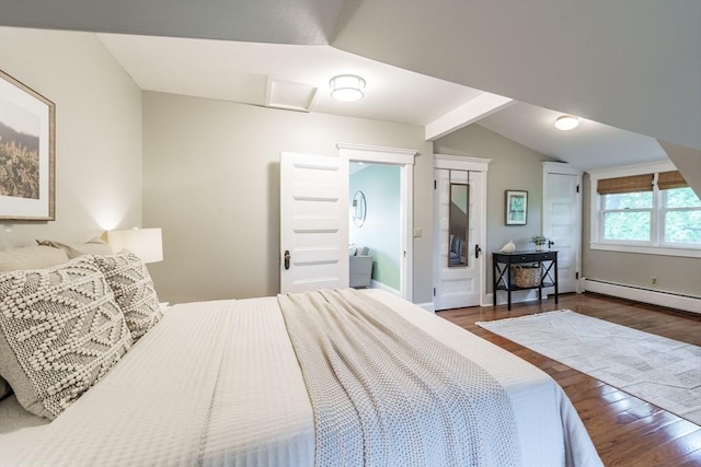 61 Crescent St Unit 6, Northampton, MA 01060 - bedroom featuring wood finished floors, a baseboard radiator, attic access, and baseboards