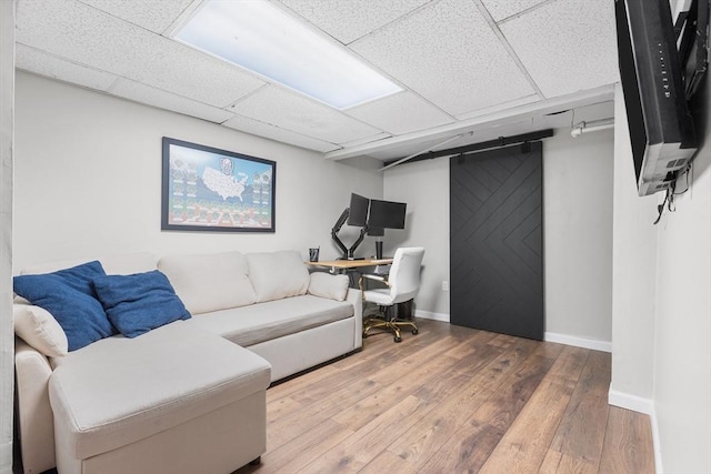 212 Broadway St, Wakefield, MA 01880 - office with a paneled ceiling, hardwood / wood-style flooring, and baseboards