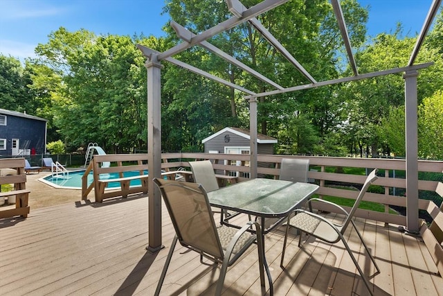 212 Broadway St, Wakefield, MA 01880 - wooden terrace with outdoor dining space and view of scattered trees