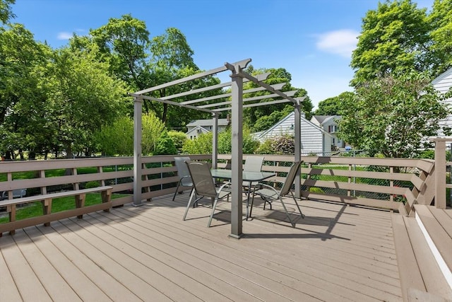 212 Broadway St, Wakefield, MA 01880 - wooden terrace with outdoor dining space and a pergola