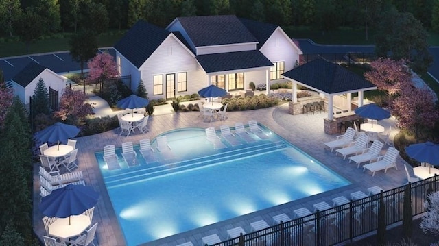 82 Kestrel Hts Unit 41, Plymouth, MA 02360 - community pool with a gazebo, fence, and a patio area