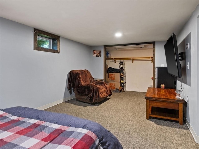 307 Boutelle St, Fitchburg, MA 01420 - bedroom featuring carpet floors, a closet, and freestanding refrigerator