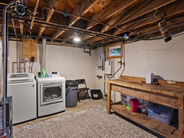 307 Boutelle St, Fitchburg, MA 01420 - below grade area featuring electric panel and washer and clothes dryer