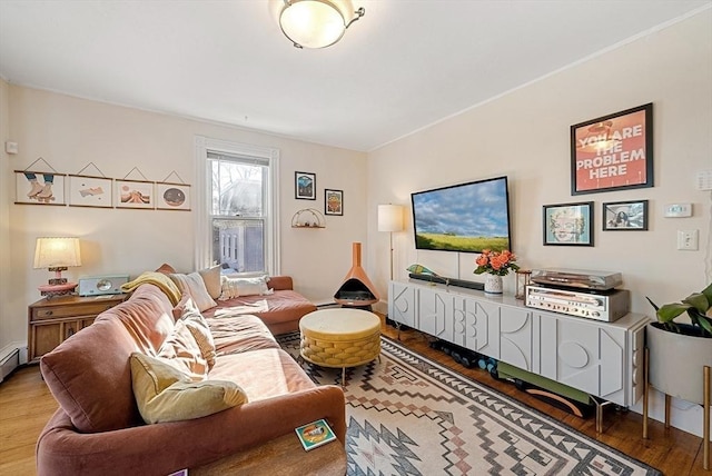 living area with wood finished floors