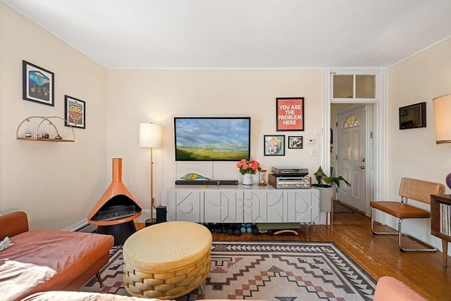 living room with wood finished floors